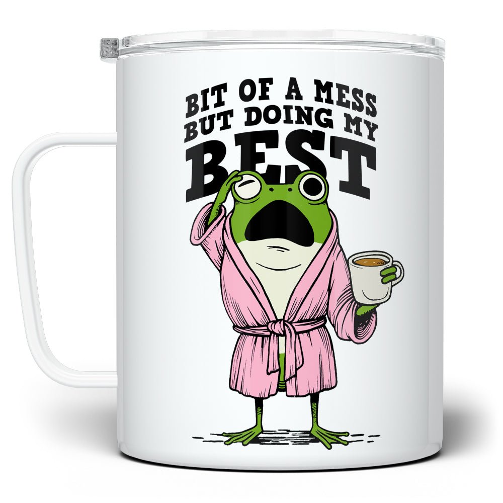 Bit of a Mess But Doing My Best Frog Insulated Travel Mug - Loftipop