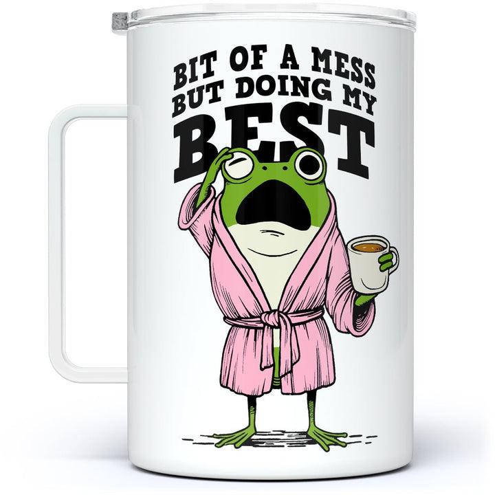 Bit of a Mess But Doing My Best Frog Insulated Travel Mug - Loftipop