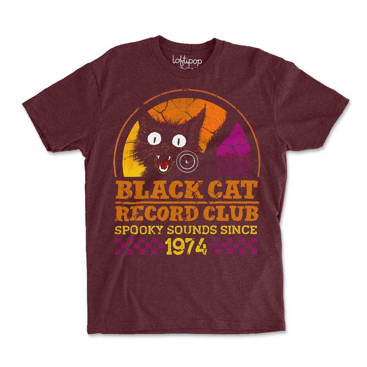 Black Cat Record Club Crewneck Tshirt - Loftipop