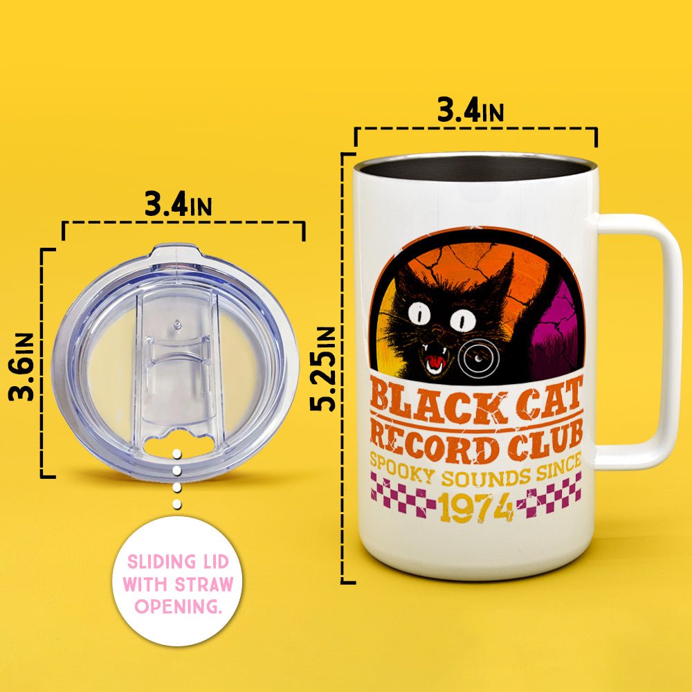 Black Cat Record Club Insulated Travel Mug - Loftipop