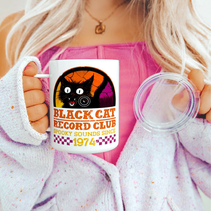 Black Cat Record Club Insulated Travel Mug - Loftipop
