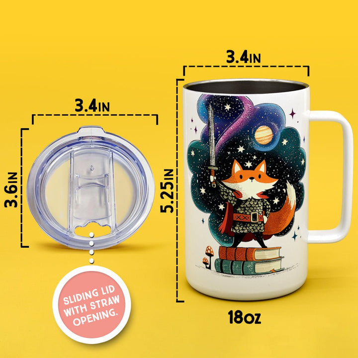 Bookish Fox Knight Insulated Travel Mug - Loftipop
