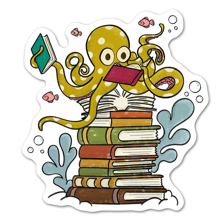 Bookish Reading Octopus Sticker - Loftipop
