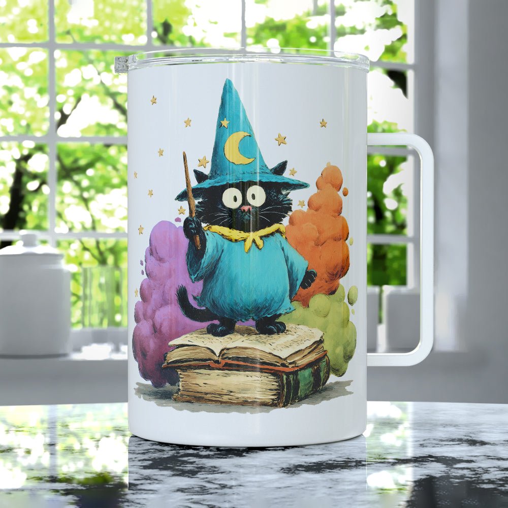 Bookish Wizard Cat Insulated Travel Mug - Loftipop