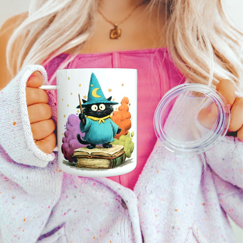 Bookish Wizard Cat Insulated Travel Mug - Loftipop