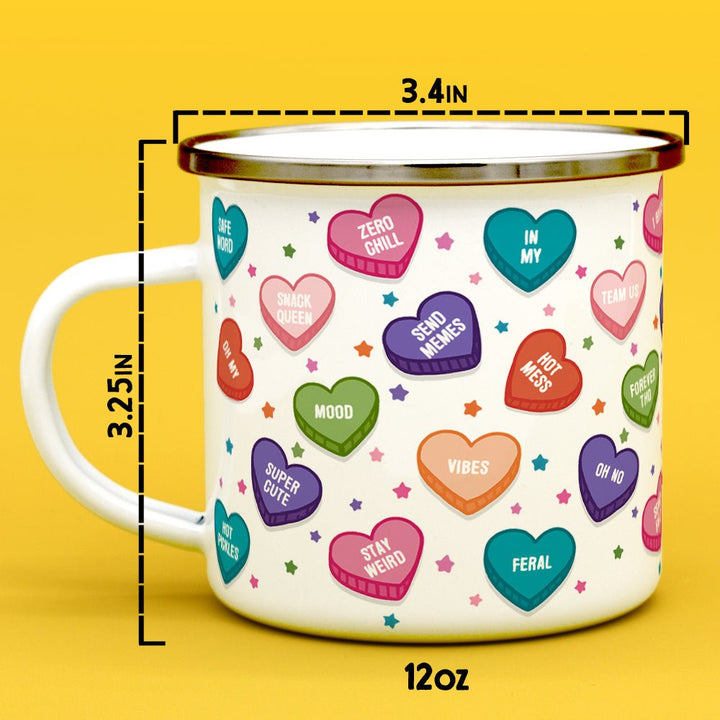 Candy Conversation Hearts Camp Mug - Loftipop