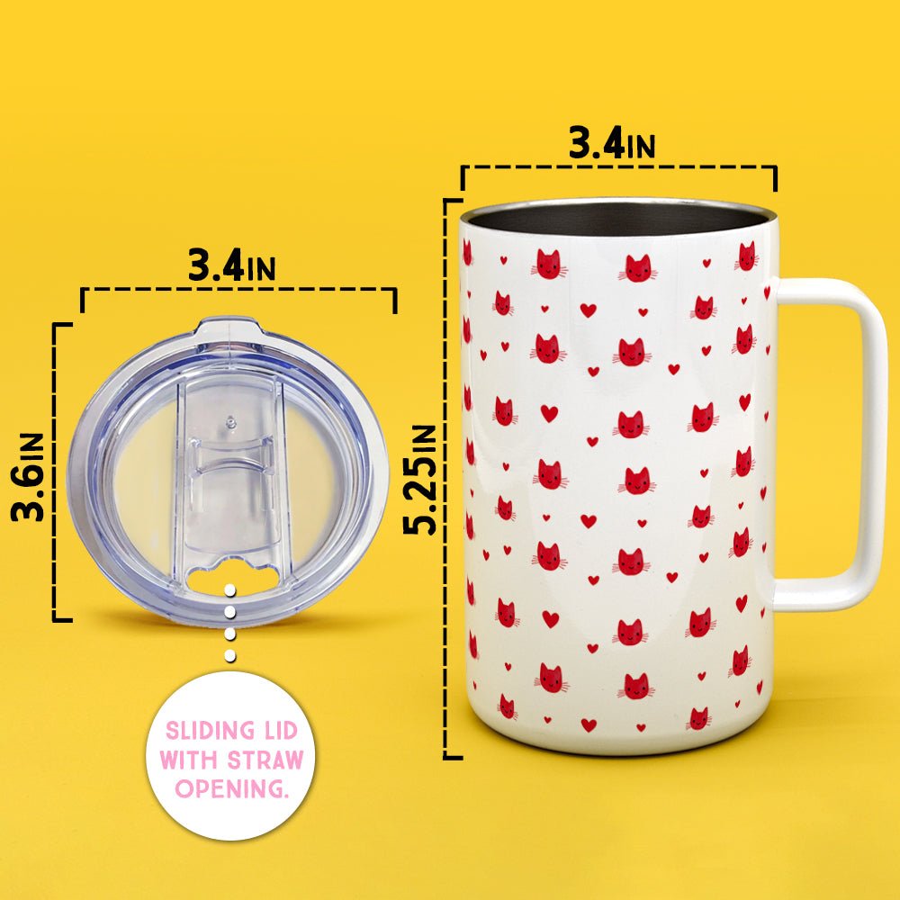 Cat Hearts Insulated Travel Mug - Loftipop