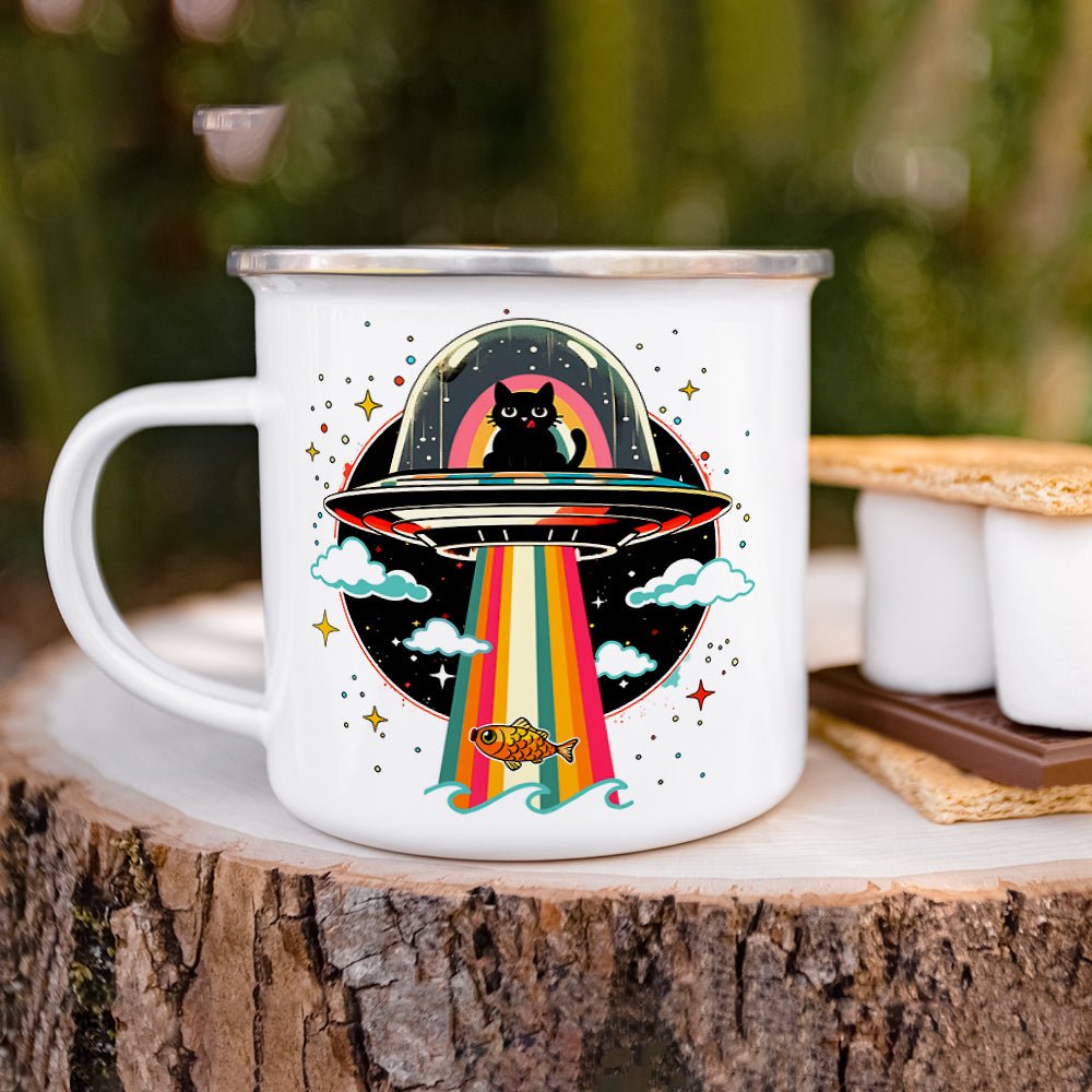 Cat UFO Abduction Camp Mug - Loftipop