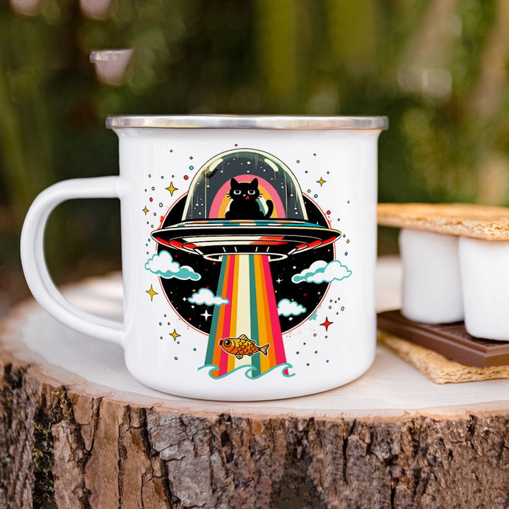 Cat UFO Abduction Camp Mug - Loftipop