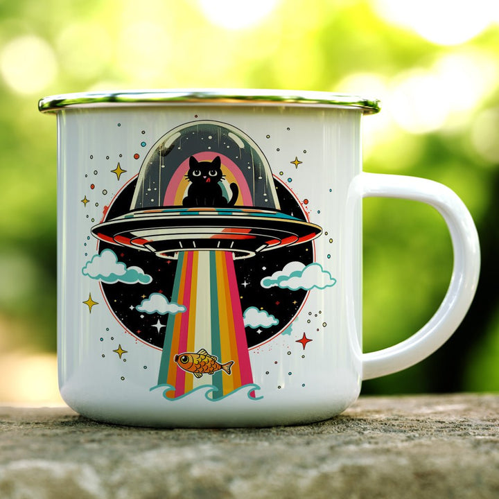 Cat UFO Abduction Camp Mug - Loftipop