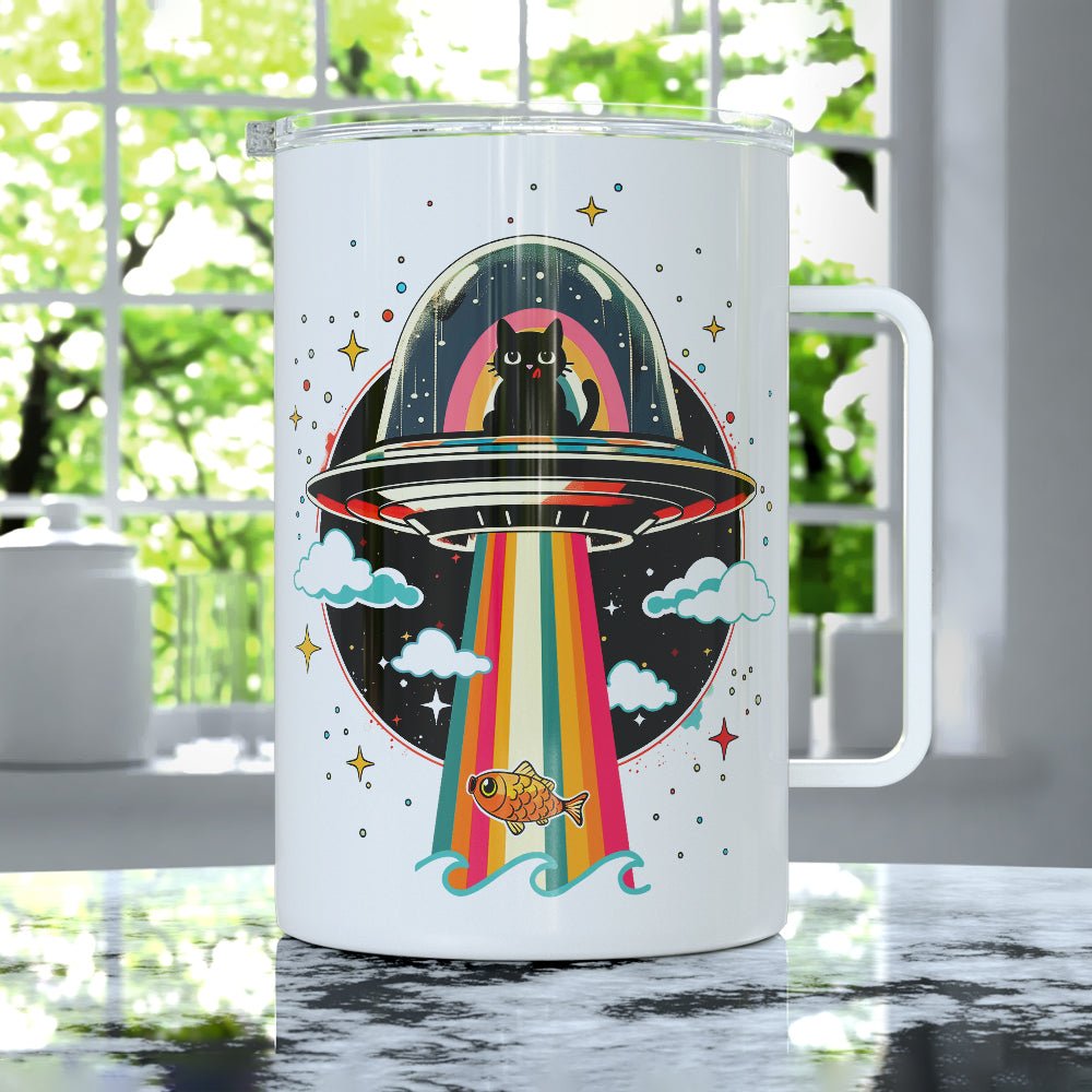 Cat UFO Abduction Insulated Travel Mug - Loftipop