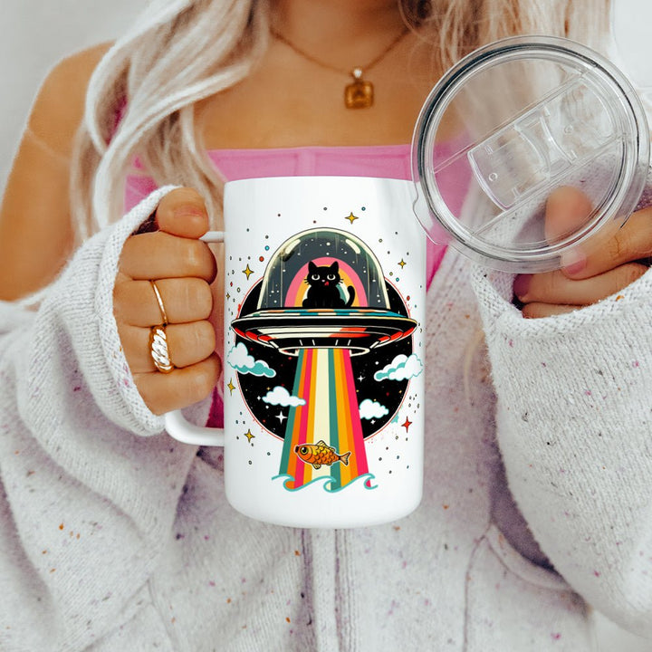 Cat UFO Abduction Insulated Travel Mug - Loftipop