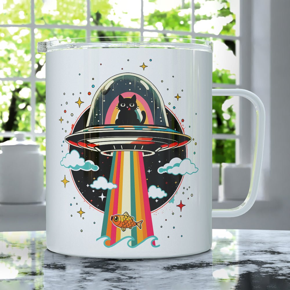 Cat UFO Abduction Insulated Travel Mug - Loftipop