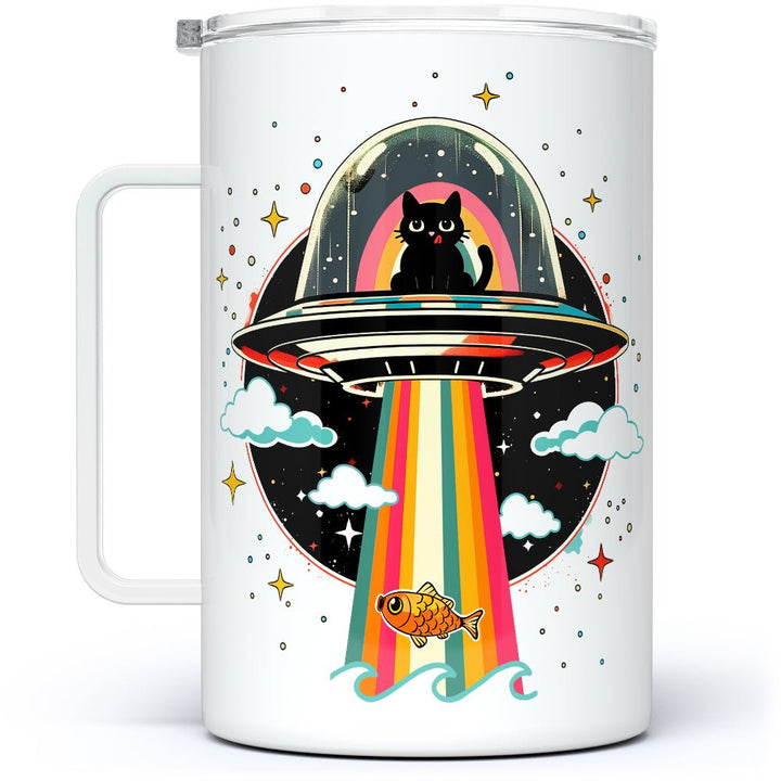 Cat UFO Abduction Insulated Travel Mug - Loftipop