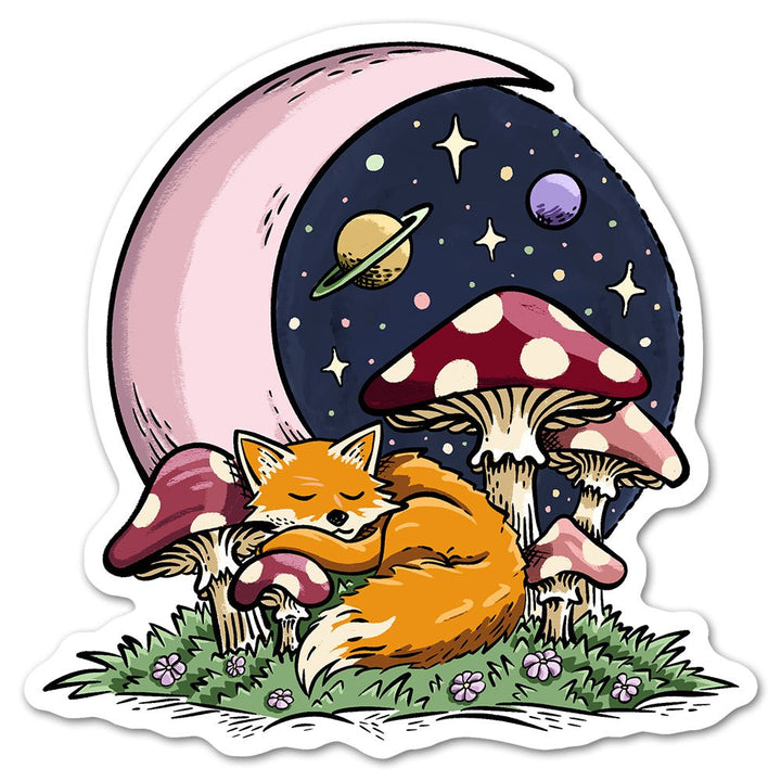 Celestial Sleeping Fox Sticker - Loftipop