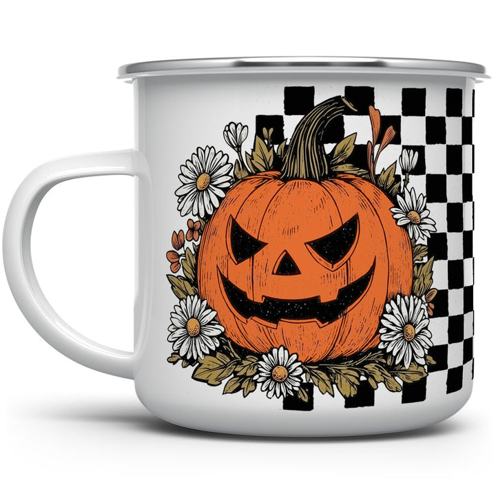 Checkered Pumpkin Camp Mug - Loftipop
