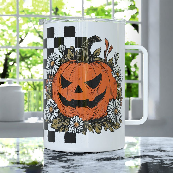 Checkered Pumpkin Insulated Travel Mug - Loftipop