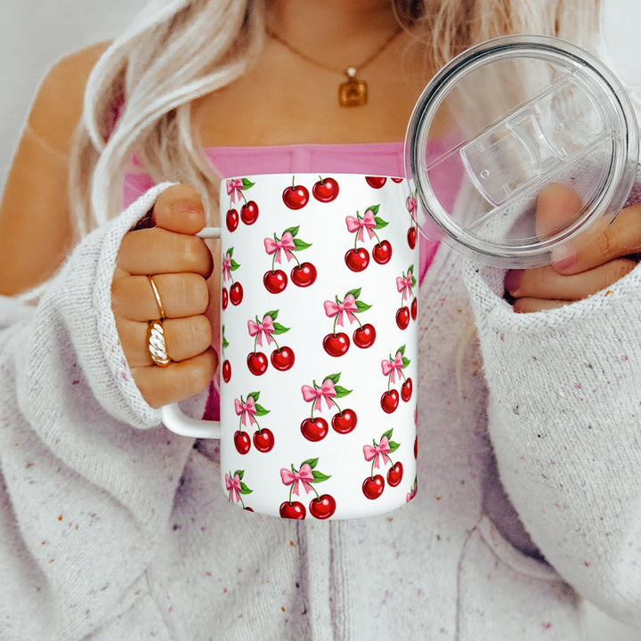 Cherry Bows Insulated Travel Mug - Loftipop