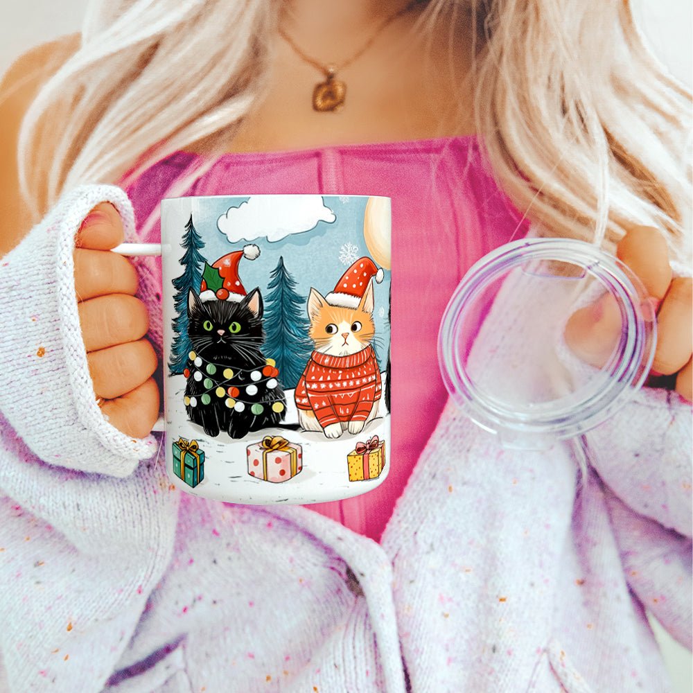 Christmas Cats Insulated Travel Mug - Loftipop