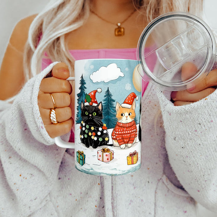 Christmas Cats Insulated Travel Mug - Loftipop