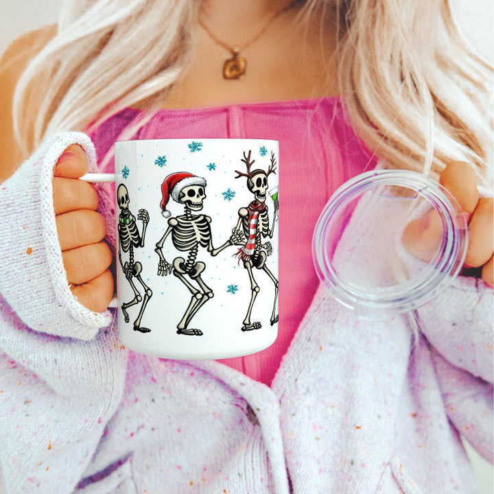 Christmas Dancing Skeletons Insulated Travel Mug - Loftipop