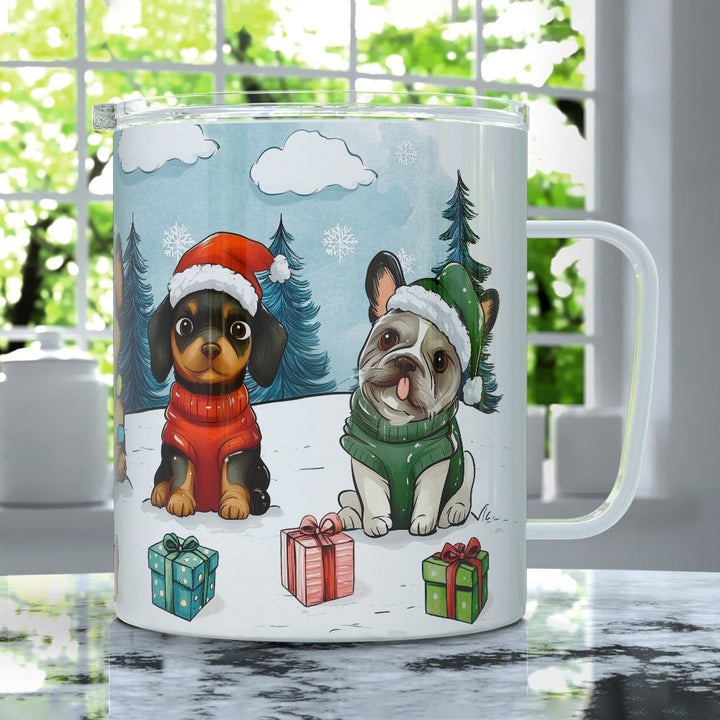 Christmas Dogs Insulated Travel Mug - Loftipop