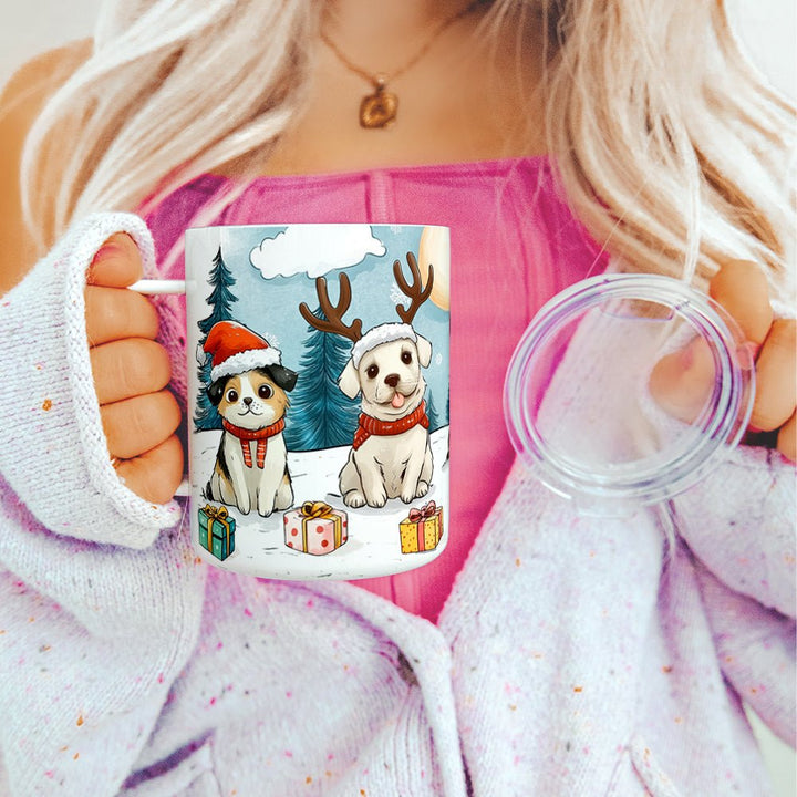 Christmas Dogs Insulated Travel Mug - Loftipop