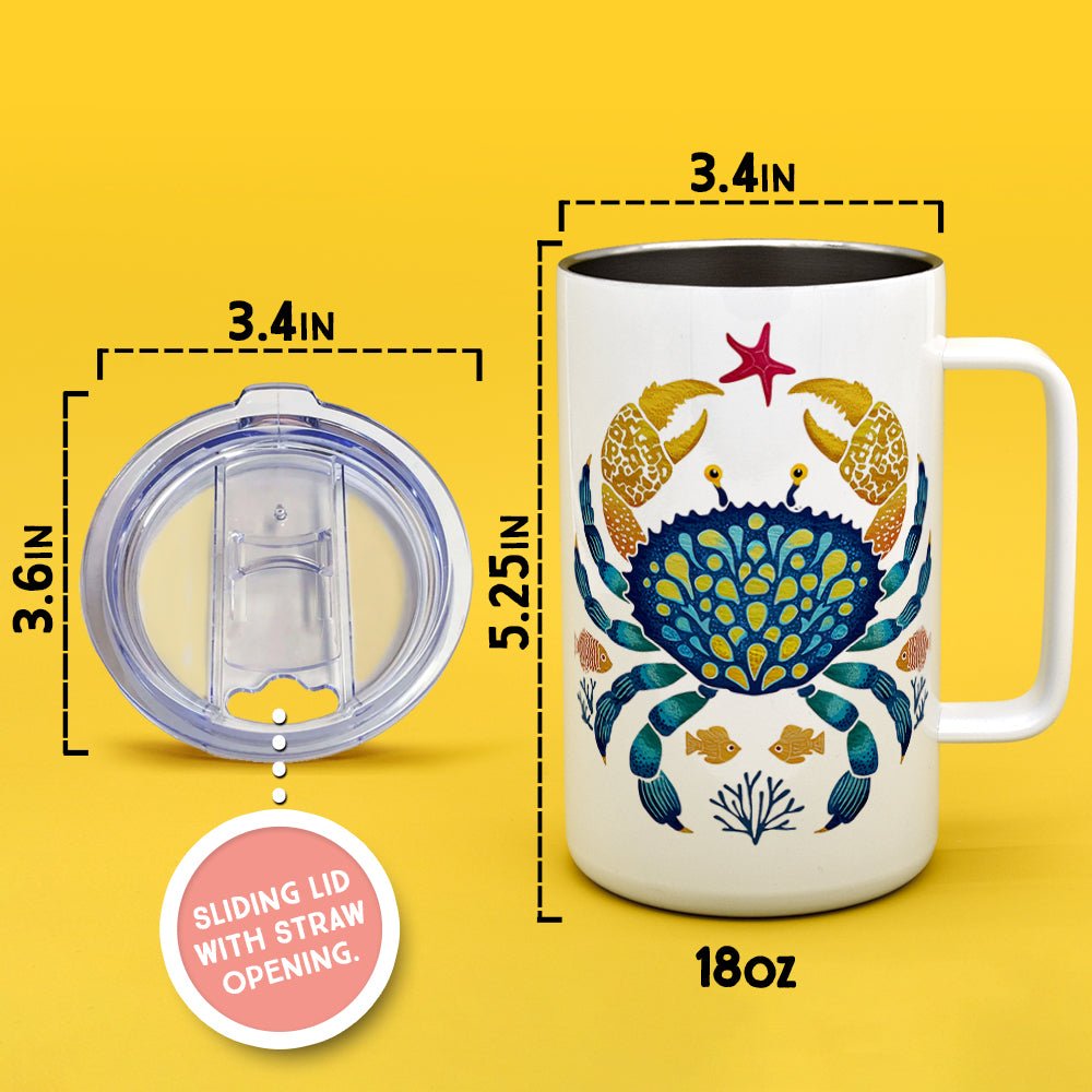 Coastal Ocean Crab Insulated Travel Mug - Loftipop