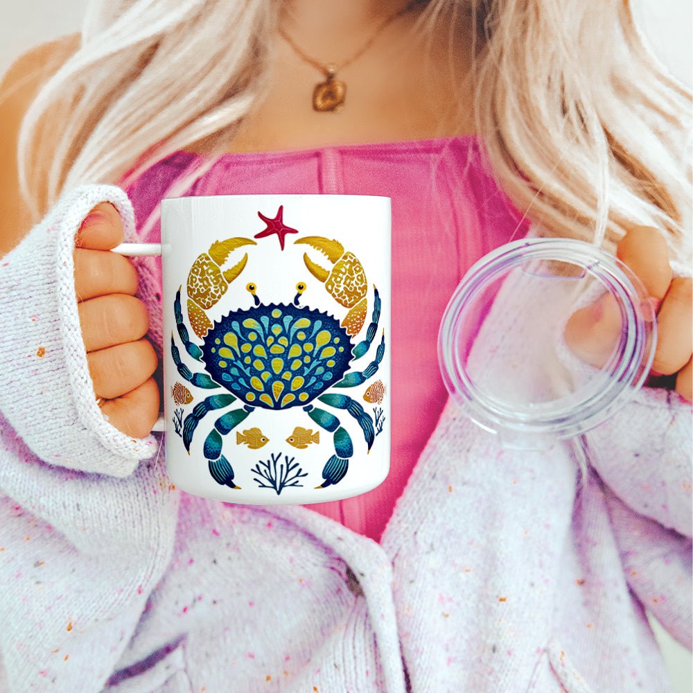 Coastal Ocean Crab Insulated Travel Mug - Loftipop