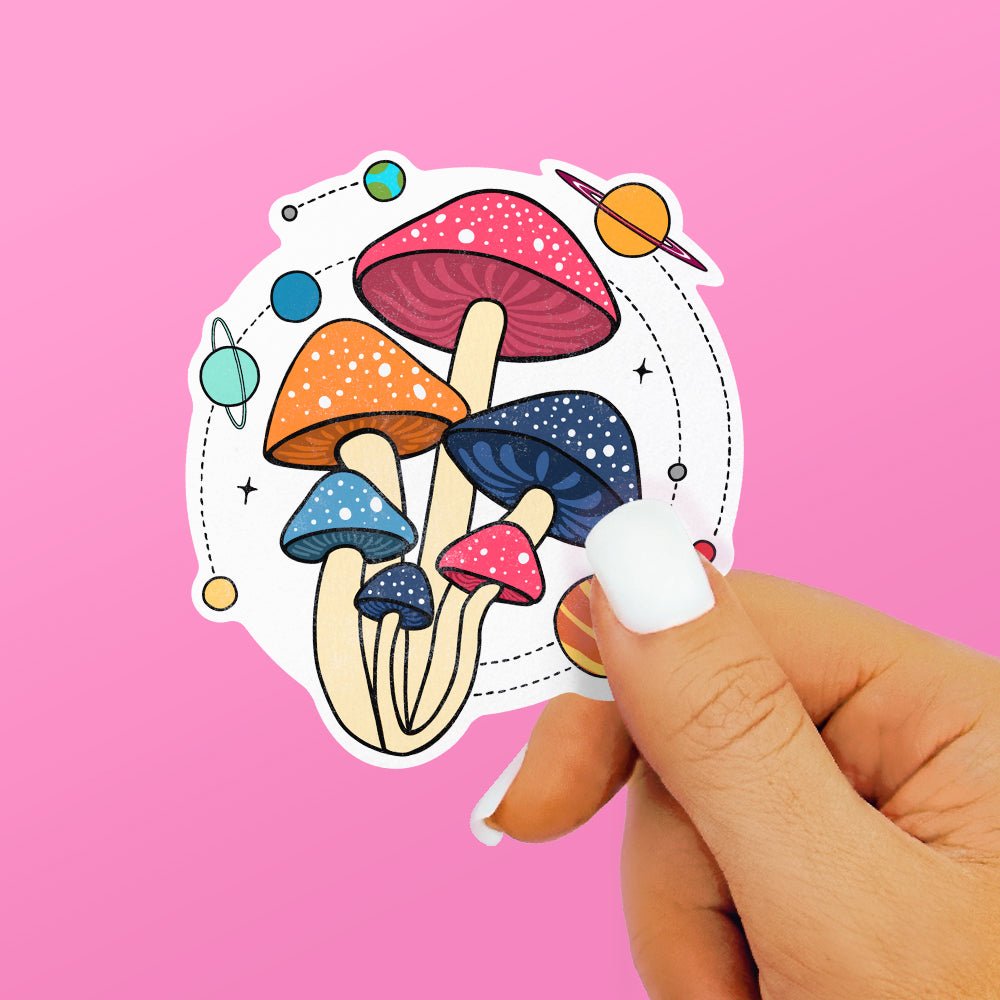 Cosmic Space Mushrooms Sticker - Loftipop