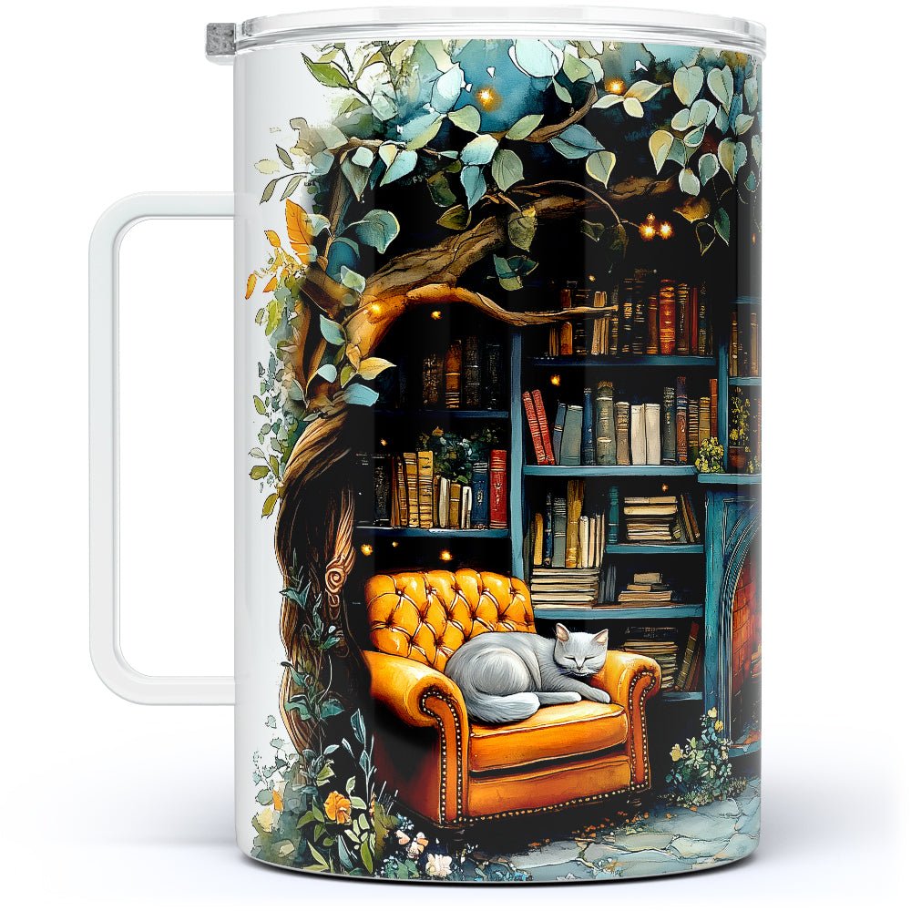 Cozy Nature Library Insulated Travel Mug - Loftipop