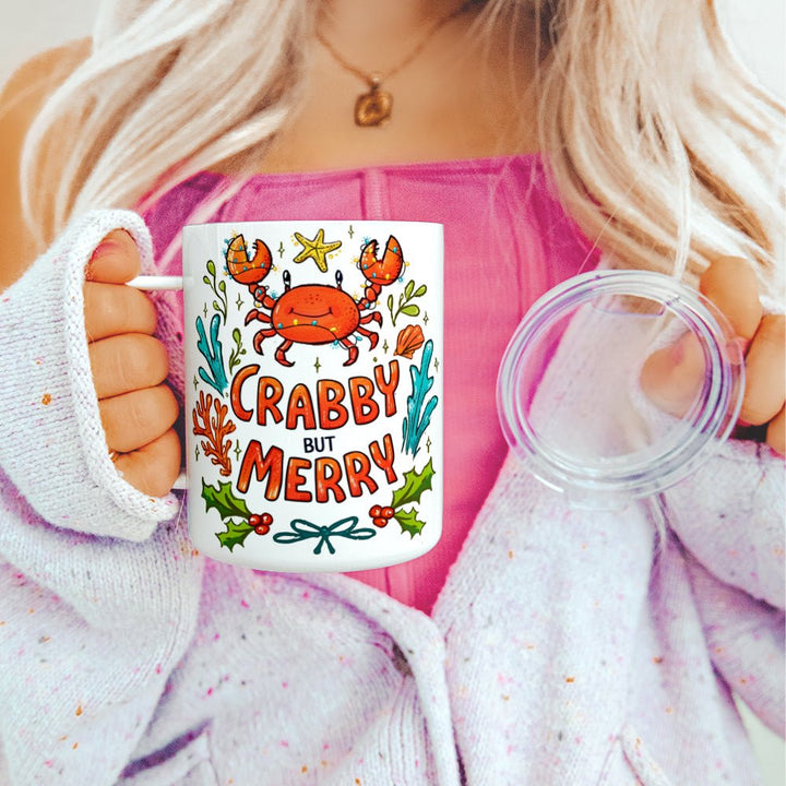 Crabby But Merry Insulated Travel Mug - Loftipop