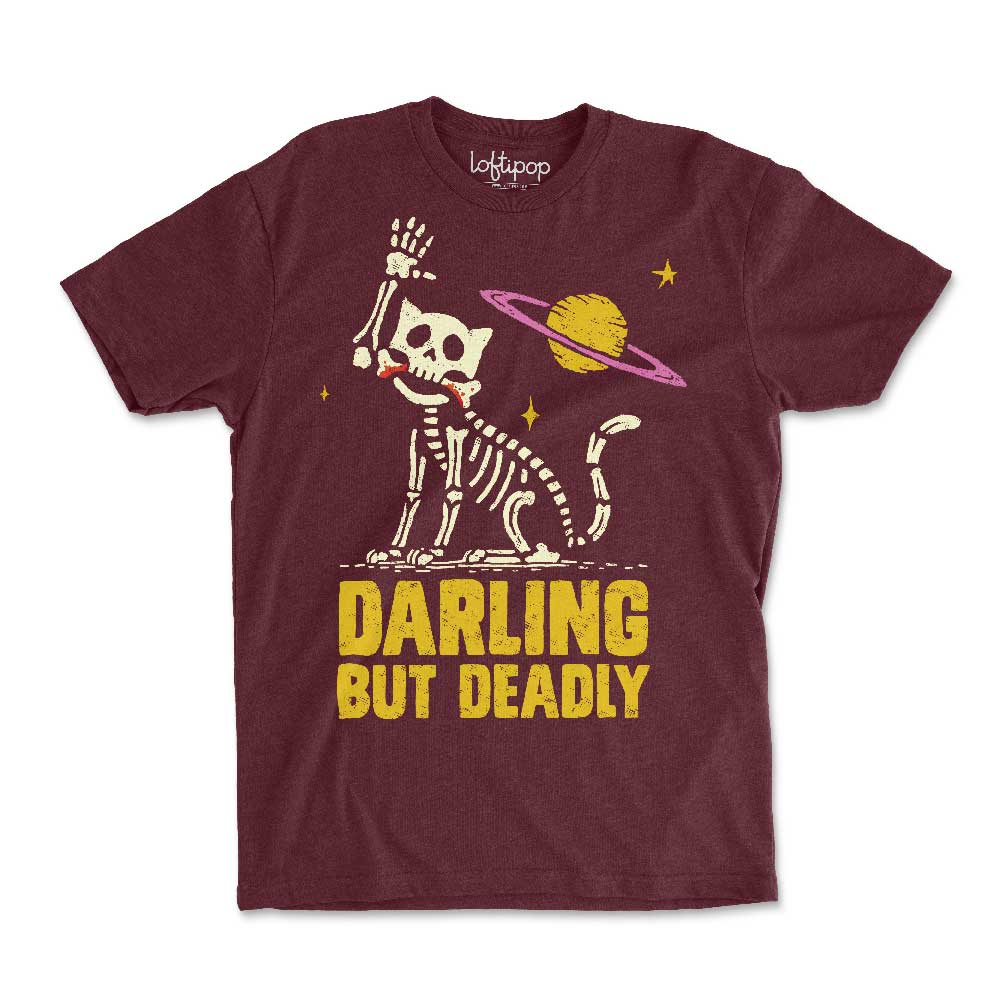 Darling But Deadly Cat Crewneck T-Shirt - Loftipop