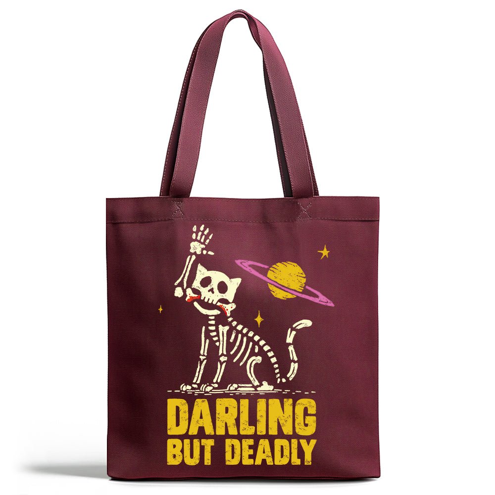 Darling But Deadly Cat Tote Bag - Loftipop