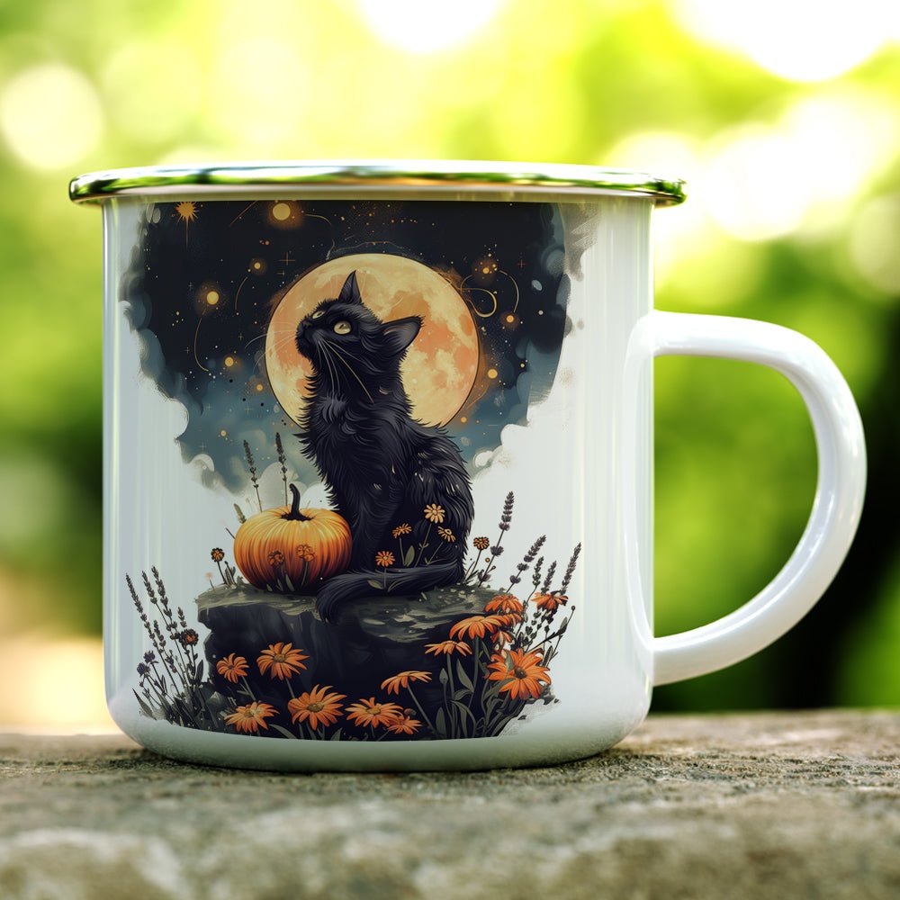 Fall Full Moon Cat Camp Mug - Loftipop