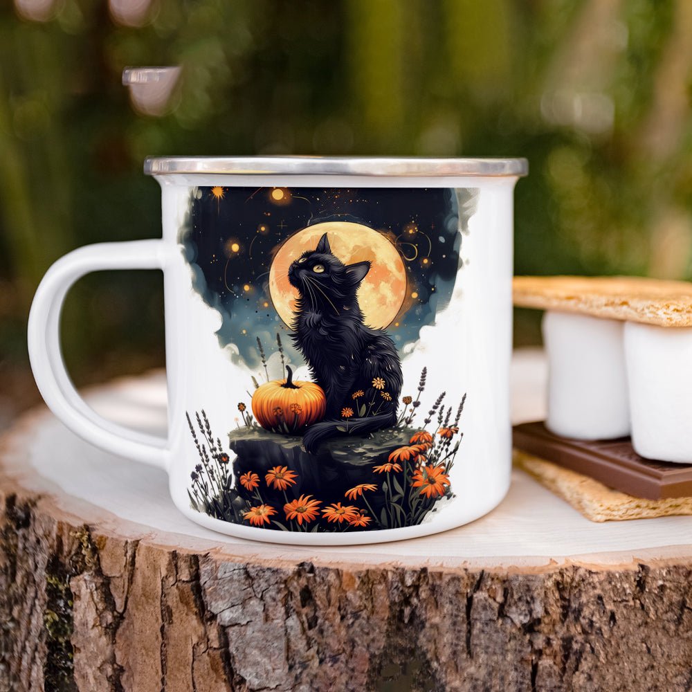 Fall Full Moon Cat Camp Mug - Loftipop