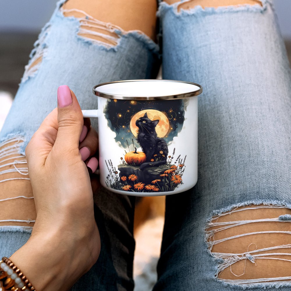 Fall Full Moon Cat Camp Mug - Loftipop