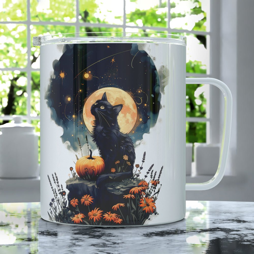 Fall Full Moon Cat Insulated Travel Mug - Loftipop