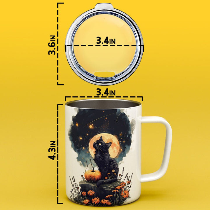 Fall Full Moon Cat Insulated Travel Mug - Loftipop