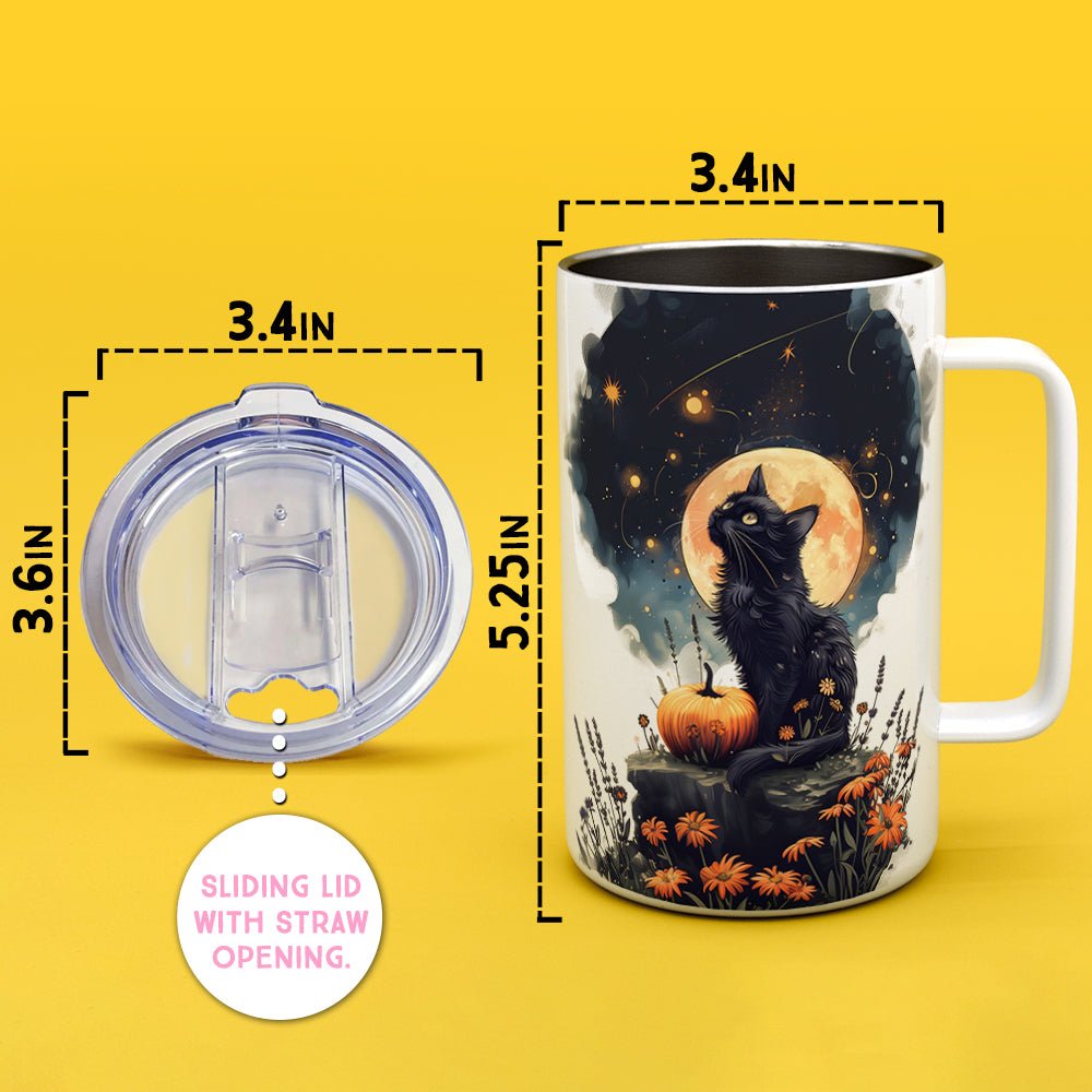 Fall Full Moon Cat Insulated Travel Mug - Loftipop