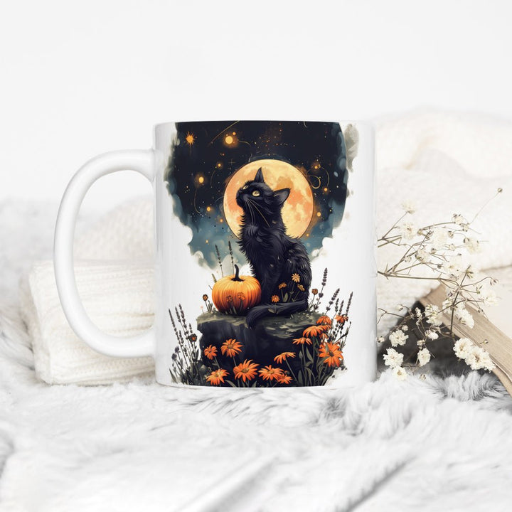 Fall Full Moon Cat Mug - Loftipop