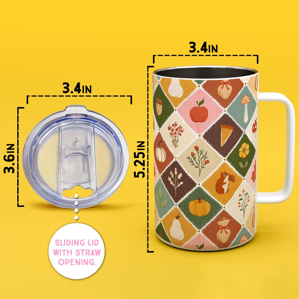 Fall Patchwork Insulated Travel Mug - Loftipop