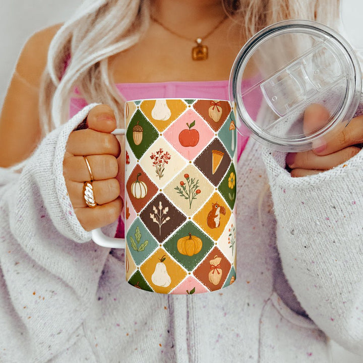 Fall Patchwork Insulated Travel Mug - Loftipop
