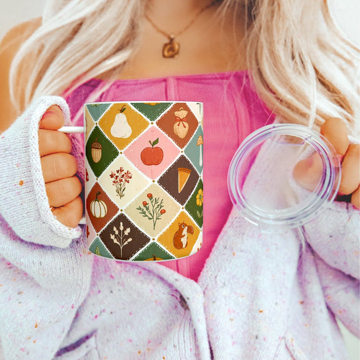 Fall Patchwork Insulated Travel Mug - Loftipop