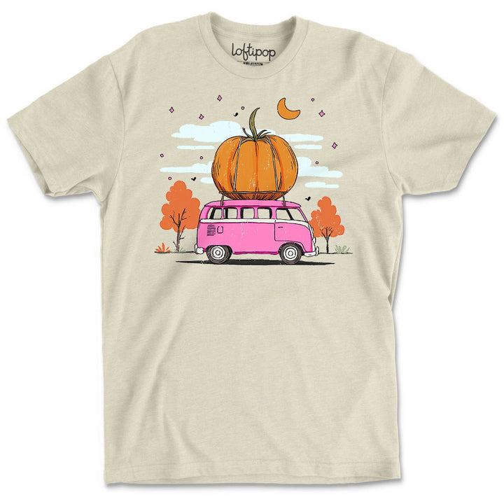 Fall Pumpkin Bus Crewneck T-Shirt - Loftipop