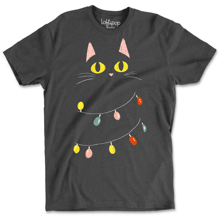 Festive Black Cat Crewneck T-Shirt - Loftipop
