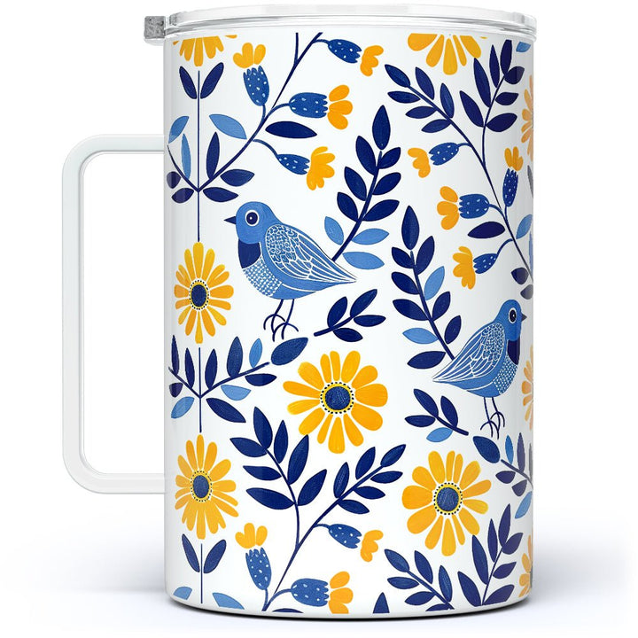 Floral Bird Insulated Travel Mug - Loftipop