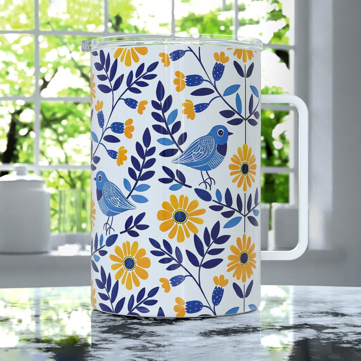 Floral Bird Insulated Travel Mug - Loftipop