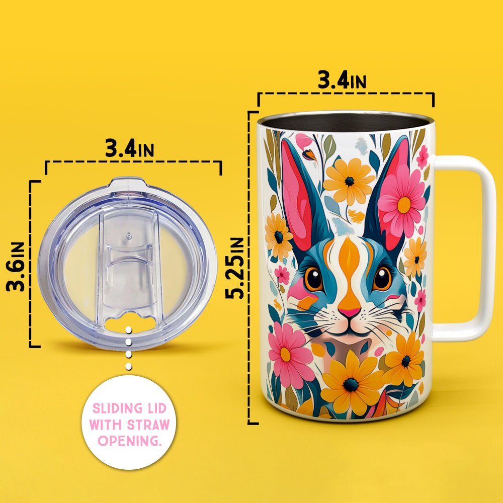 Floral Bunny Insulated Travel Mug - Loftipop