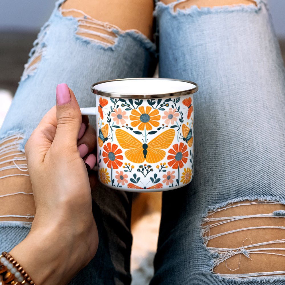 Floral Butterfly Camp Mug - Loftipop